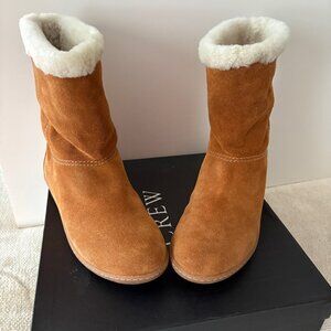 J Crew Short Alpine Boots, Shearling-lined Suede, Sz 8